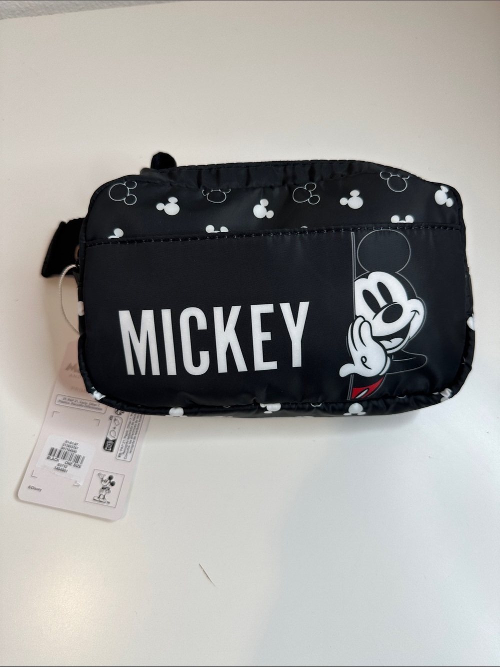 Disney Mickey Black Crossbody Bag with White Accents